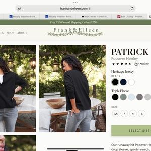 Frank and Eileen Popover Henley-Black XS NWT